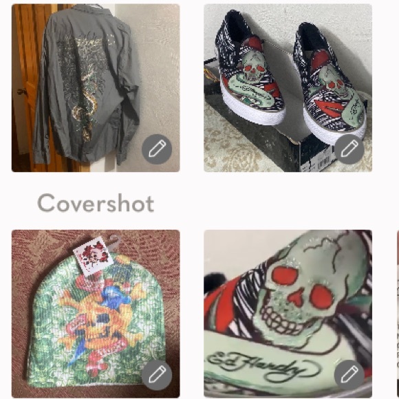 Ed Hardy Snake Button up Shirt Size XXL &🟢skull cap+slip-in’s Sz13 - Picture 1 of 17